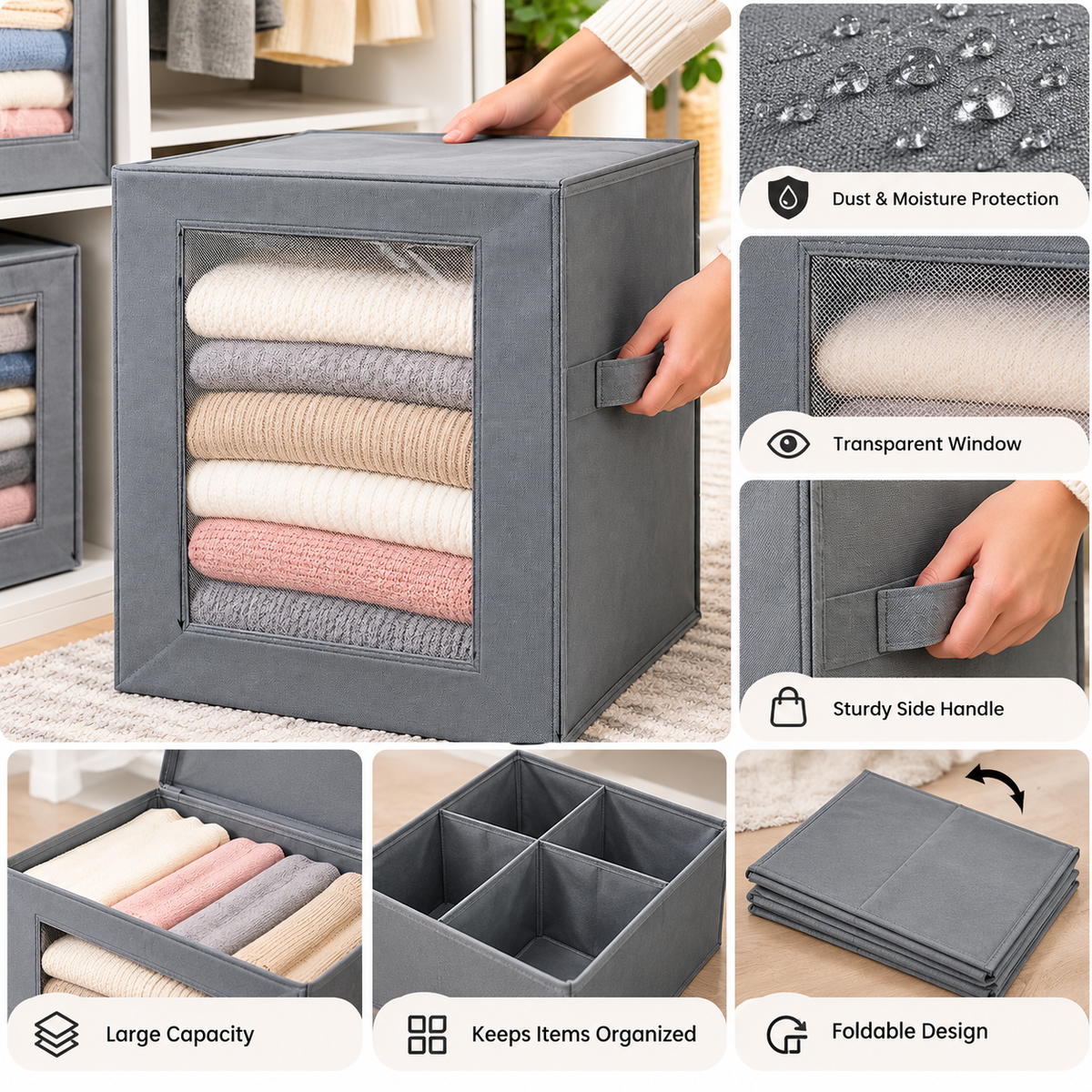Stackable Large Storage Organizer with Lid