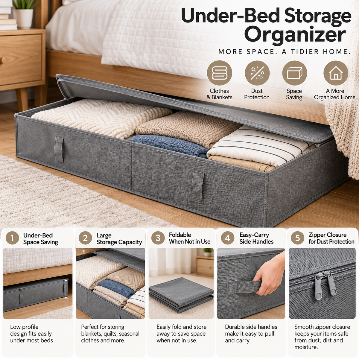 Under-Bed Clothes & Blanket Storage Organizer