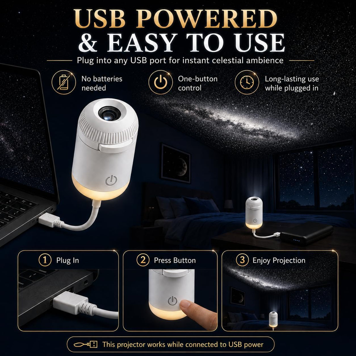 Mini USB Starry Sky Projection Lamp